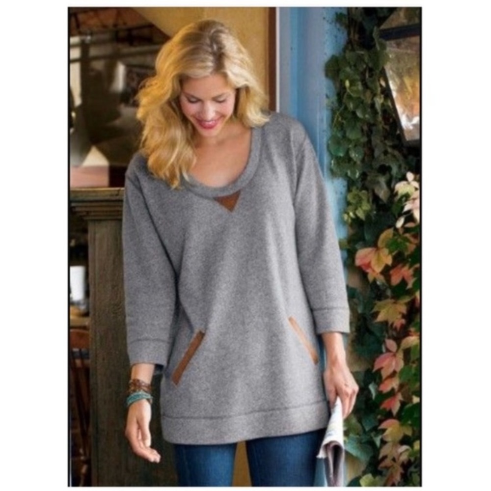Soft Surroundings Gray Weekender Tunic Sweatshirt